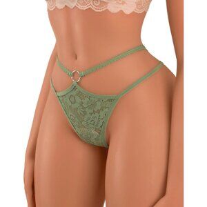 🆕Women's Green Glitter Underwear Breathable Strappy Lace Sexy Panties Polyamide